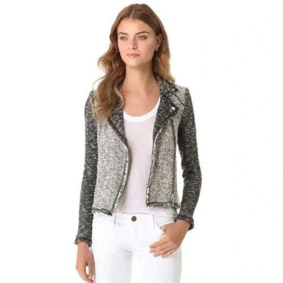 Rebecca Taylor Gray Two Tone Tweed Moto Jacket 2 - Picture 1 of 7